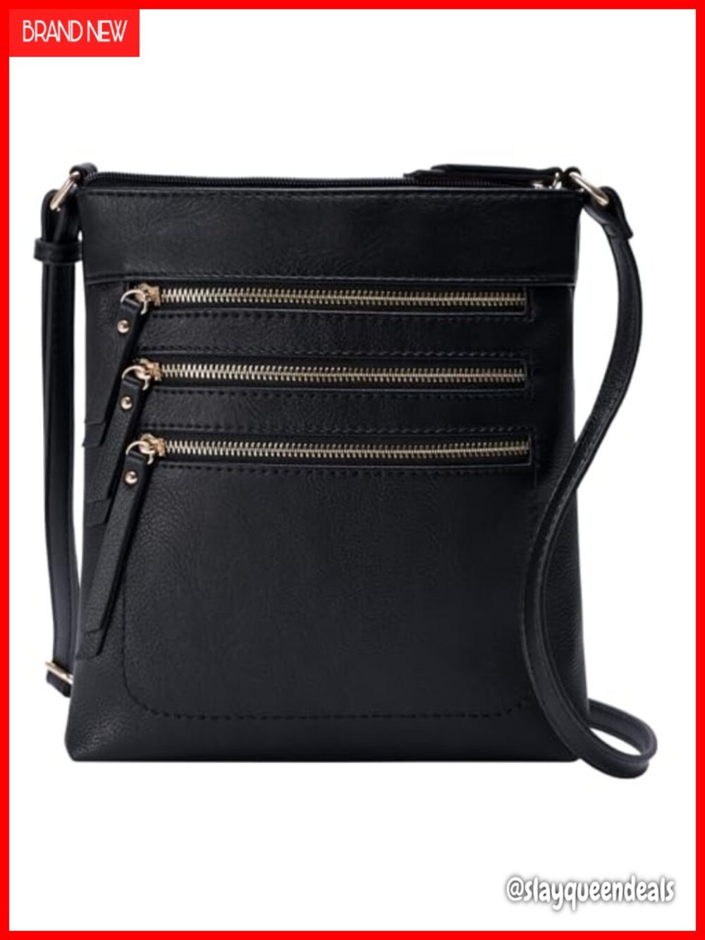Faux Leather Multi Pocket Crossbody Messenger Bag Adjustable Strap
